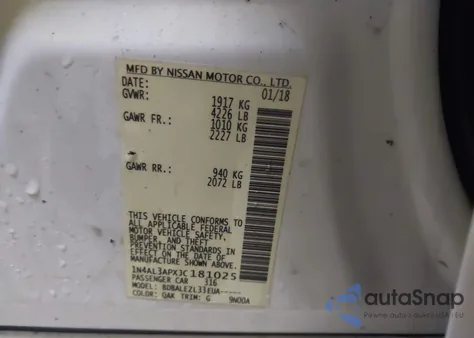 2018 Nissan Altima 2.5 S z USA, uszkodzony, nr VIN 1N4AL3APXJC181025